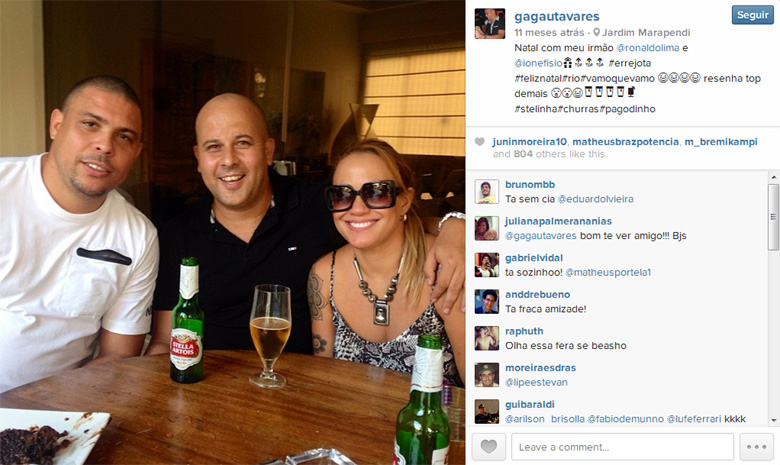 Ronaldo Fenômeno é um dos jogadores por quem Gagau Tavares (dir) demonstra mais carinho